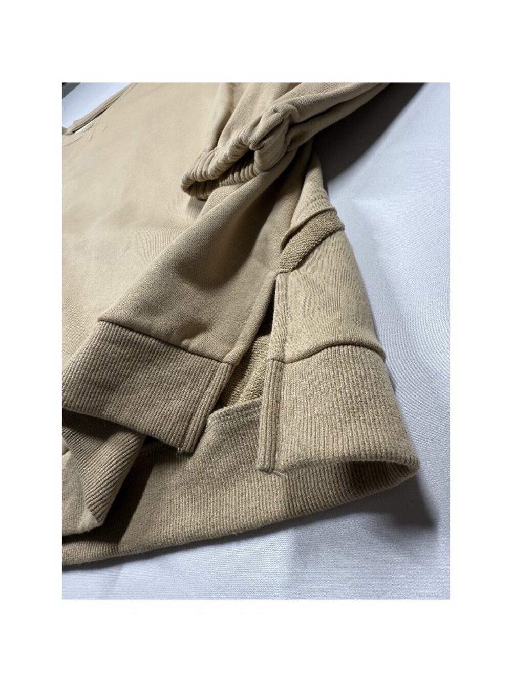 POL TKT622 Criss Cross Open Back French Terry Sweatshirt Tan L - Picture 10 of 13